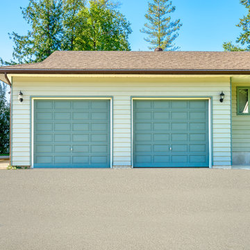 Fragment of a luxury house with a garage door in Vancouver, Canada.