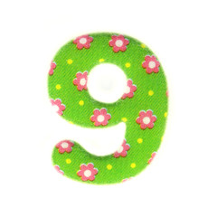 English colorful Number isolated on white background, Number 9
