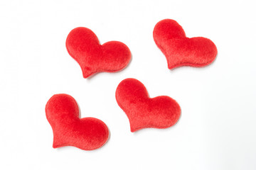 velvet plush heart isolate on white background