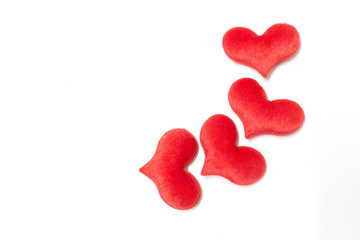 velvet plush heart isolate on white background