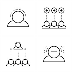 positive thinking team icon set line style