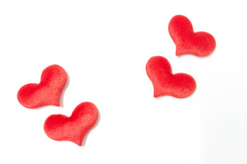 velvet plush heart isolate on white background