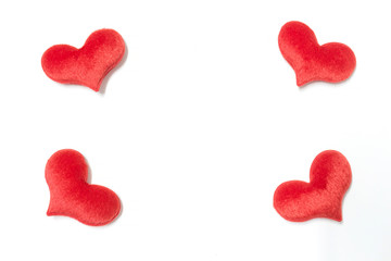 velvet plush heart isolate on white background