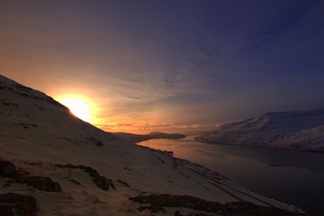 The nature of the Faroe Islands on a winter day in the north Atlantic 