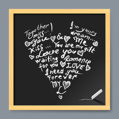 Obraz na płótnie Canvas Valentine card on chalkboard