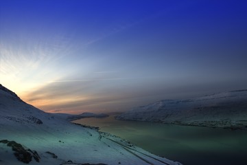 The nature of the Faroe Islands on a winter day in the north Atlantic 
