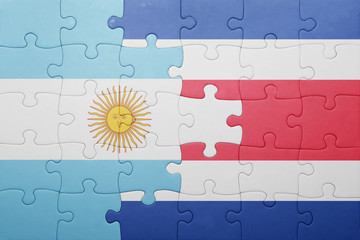 puzzle with the national flag of costa rica and argentina