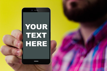 Hipster smartphone with smartphone with your text here on the sc