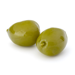 Green olives fruits isolated on white background cutout