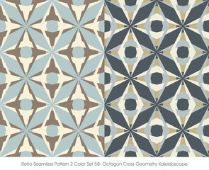 Retro Seamless Pattern 2 Color Set_058 Octagon Cross Geometry Ka