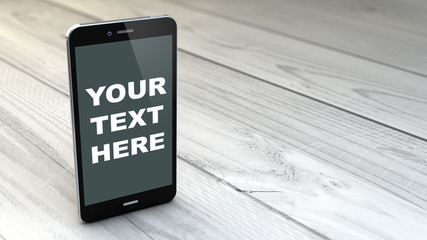 smartphone over white wooden background