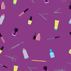 Seamless pattern tools for manicure. Vector illustration