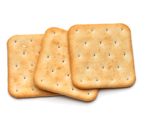 Dry cracker cookies isolated on white background cutout