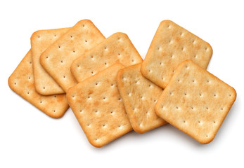 Dry cracker cookies isolated on white background cutout