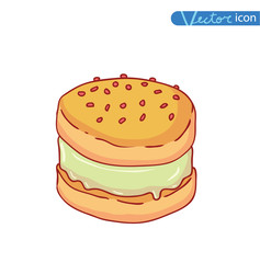 Icon of ice cream with cone, vector illustration.