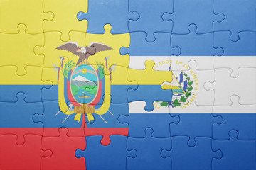 puzzle with the national flag of el salvador and ecuador