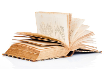 open book on white background.  old book