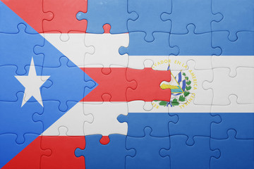 puzzle with the national flag of el salvador and puerto rico