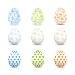 Set of colored Easter eggs on a white background