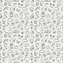 seamless pattern with various education elements