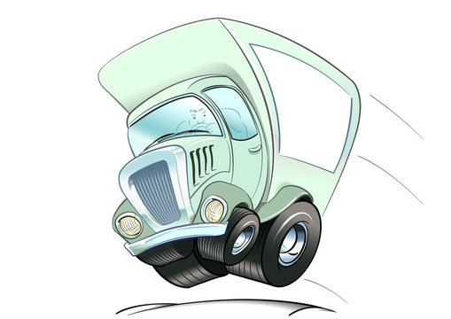 tecknad flyttbuss i full fart