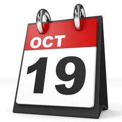 Calendar on white background. 19 October.