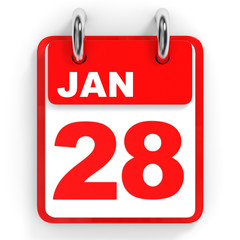 Calendar on white background. 28 January.