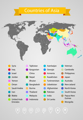 World map infographic template. Countries of Asia