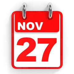 Calendar on white background. 27 November.