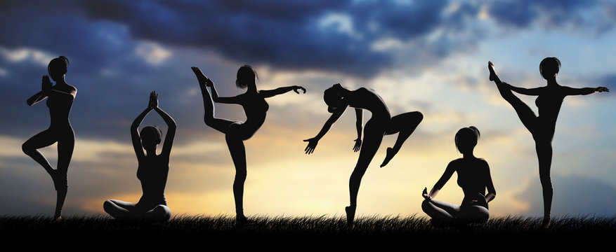 Donne silhouette fitness allenamento yoga