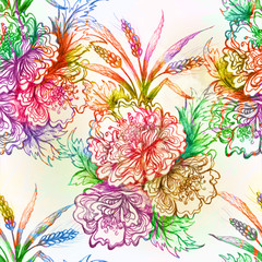 Seamless pattern with abstract flowers. Vector, EPS 10