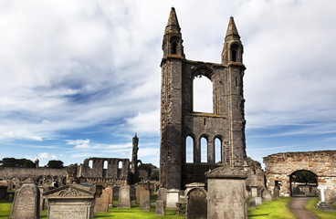Ruin of St Andrews Cathedral in St Andrews Scotland