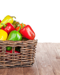 Fresh colorful bell peppers box