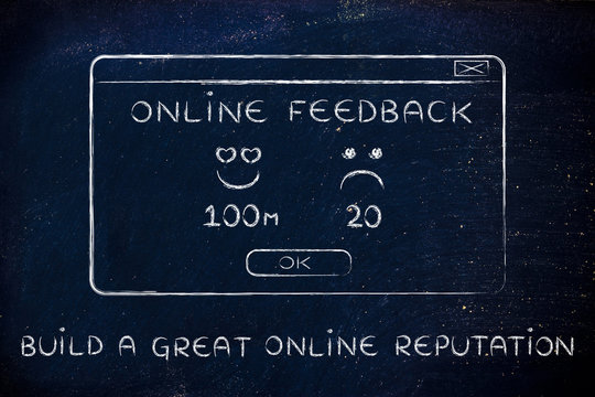 online feedback pop-up window with text Build a great online rep