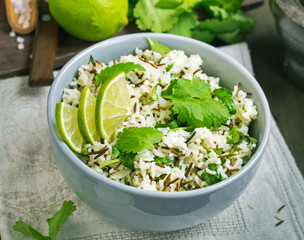 Cilantro lime basmati rice above