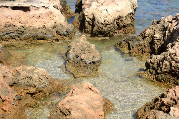 Rocks on the coast of Aegean Sea.