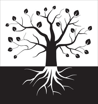 Black and white tree symbol.