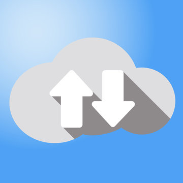 Icono plano simbolo flechas en nube