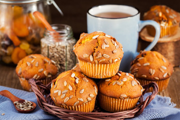 Fresh homemade delicious pumpkin muffins