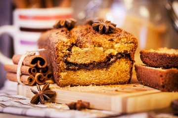 Homemade cinnamon loaf cake