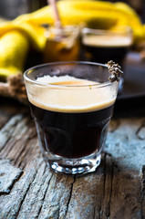 Glass of espresso coffee