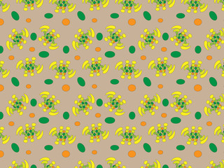 Seamless abstract background with unusual shapes in yellow, green and orange color