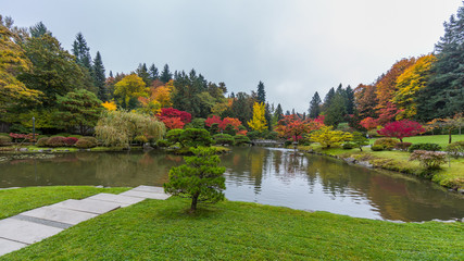 Autumn, Japanese garden, Seattle