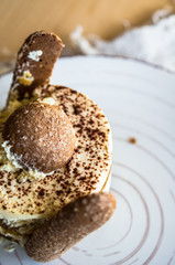 European sweets on the rustic plate