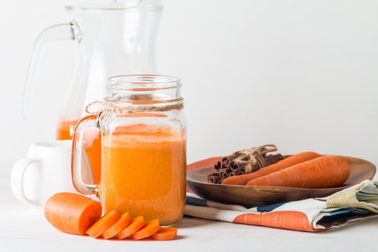 Fresh carrot juice in a glass