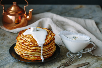 Staple of yeast pancakes, traditional for Russian pancake week