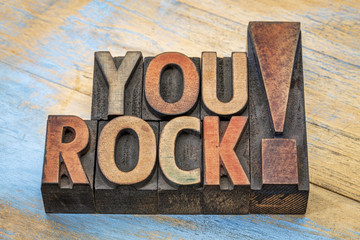 You rock compliment in wood type - obrazy, fototapety, plakaty