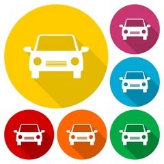 Obraz premium Car icons set with long shadow