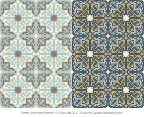 Retro Seamless Pattern 2 Color Set_071 Geomtry Spiral Kaleidosco