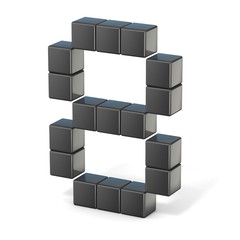Obraz premium 8 bit font. Number 8. 3D render illustration isolated on white background